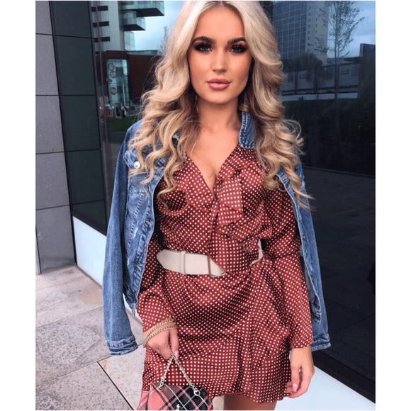 Satin polka dot mini dress - Picture 4 of 7